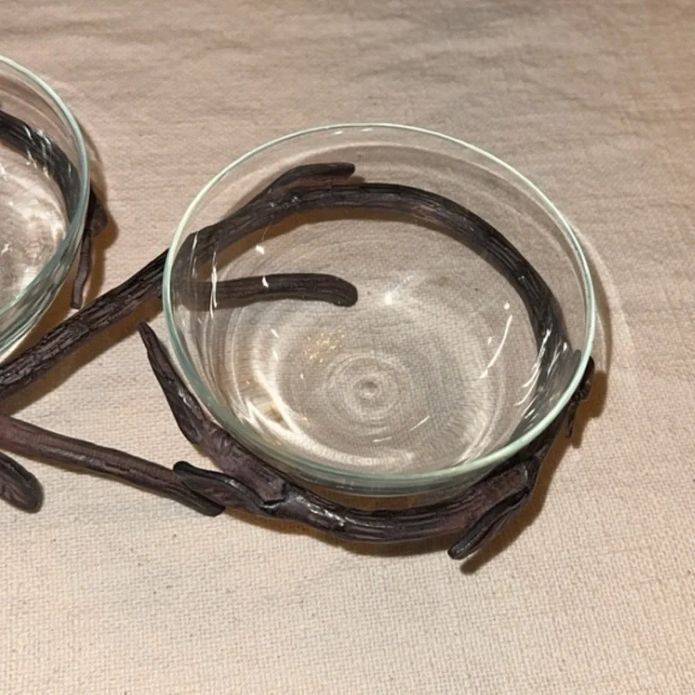 NEW Pottery Barn‎ Metal Branch Condiment Snack Bowls Server Set